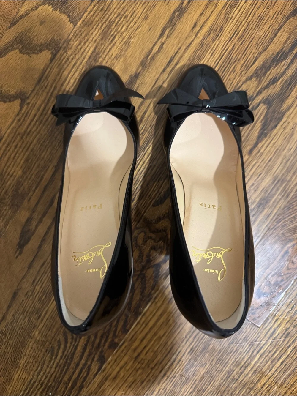 Christian Louboutin/Black Patent 4” Heels with Bow On Toe/US Size 6.5/NWOT! - Picture 2 of 16